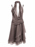 Deadstock halter neck ruffle dress