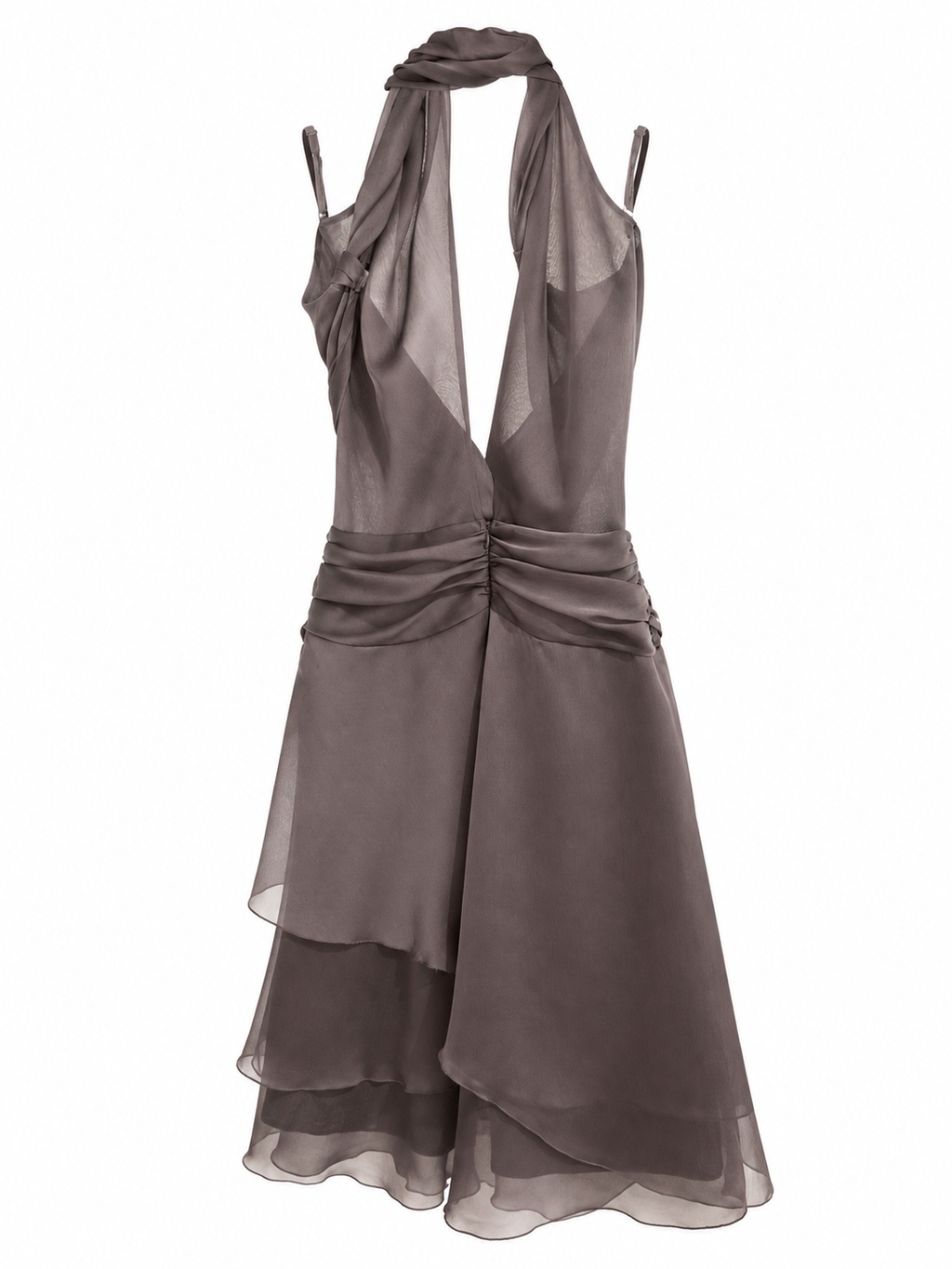 Deadstock halter neck ruffle dress