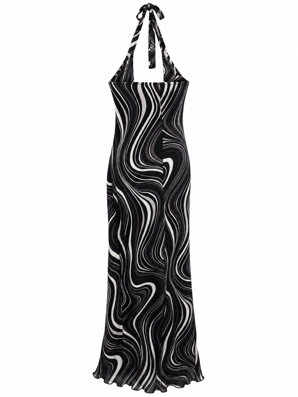 Deadstock thick satin halter neck midi dress