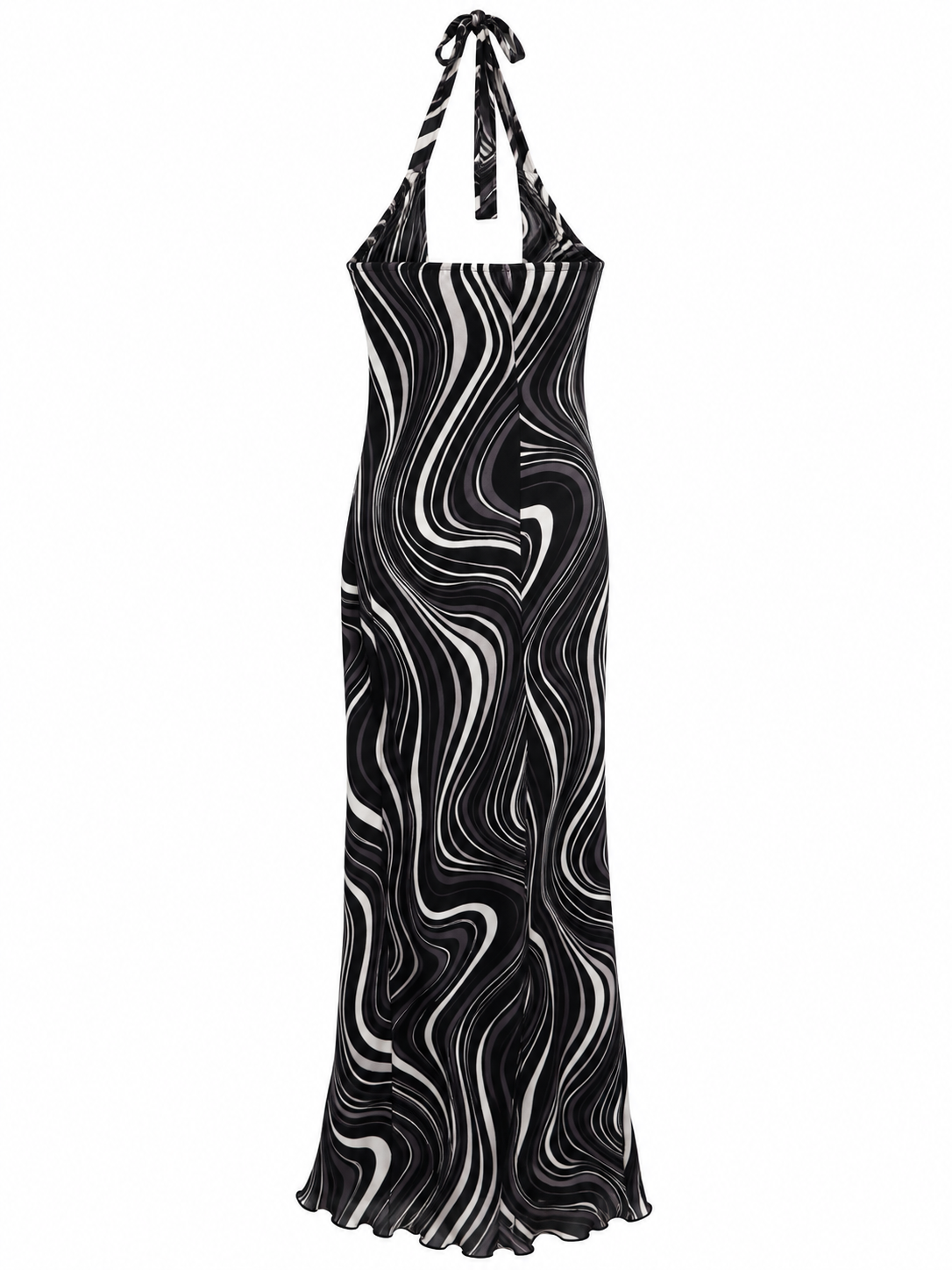 Deadstock thick satin halter neck midi dress