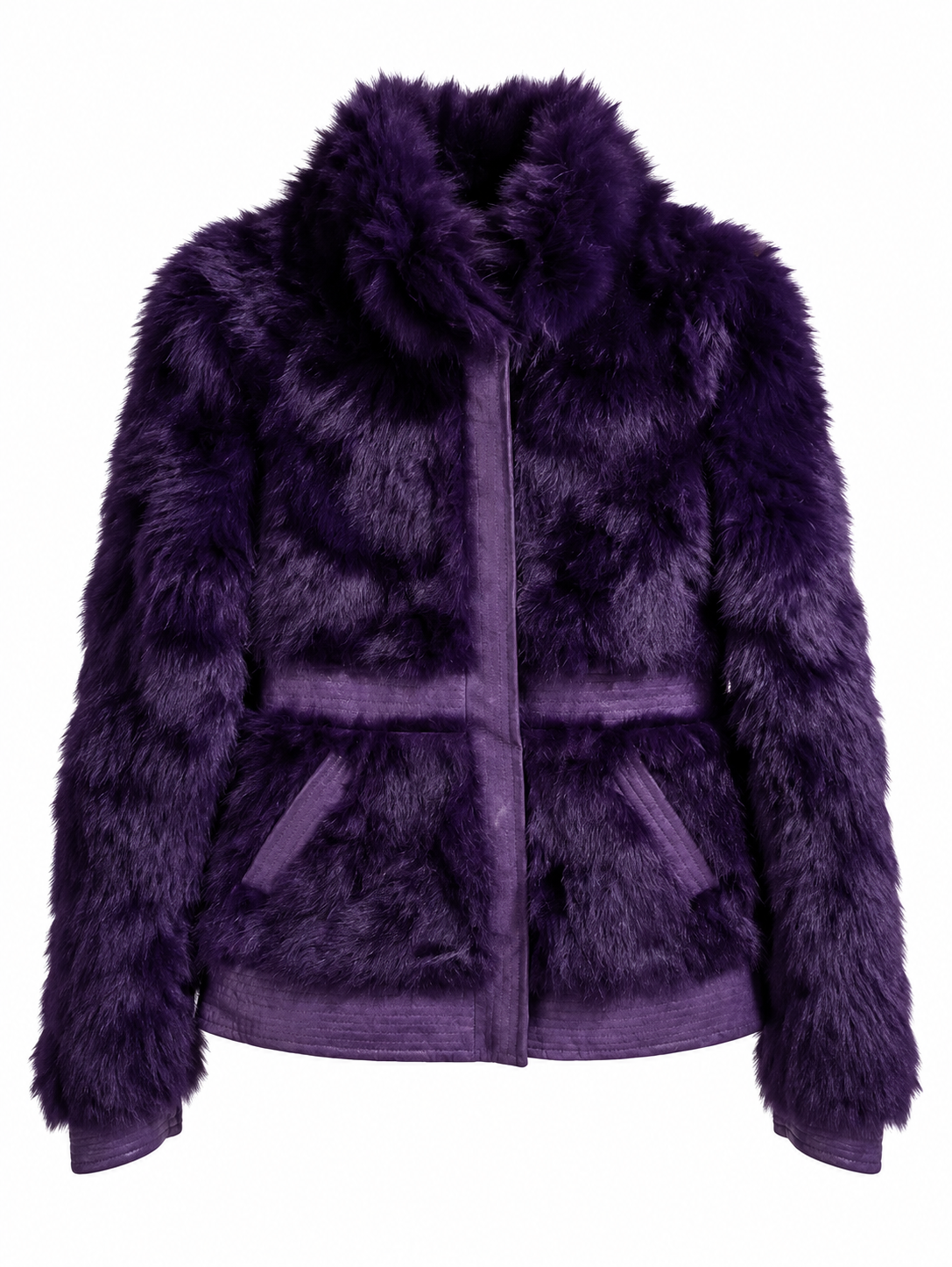 Real fur vintage jacket with leather details