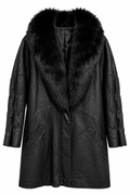 Vintage leather jacket with fur collar