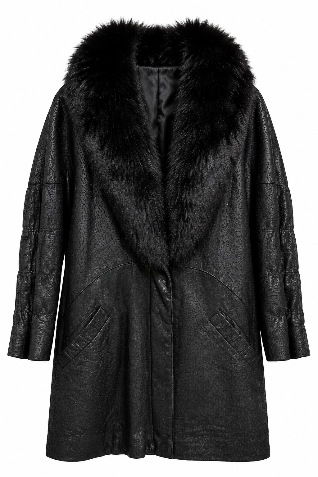 Vintage leather jacket with fur collar