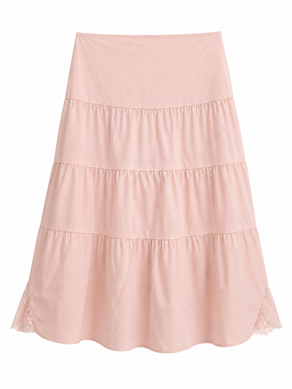 Baby pink skirt with ruffles and lace details
