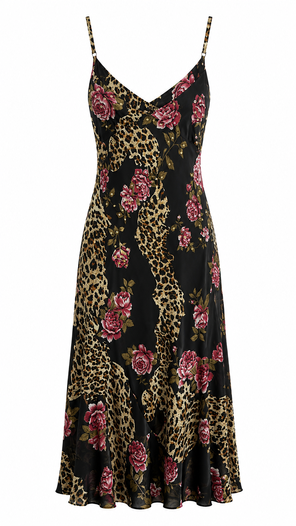 90s floral dress with leopard details & beading