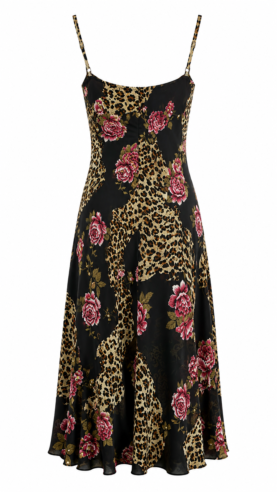 90s floral dress with leopard details & beading