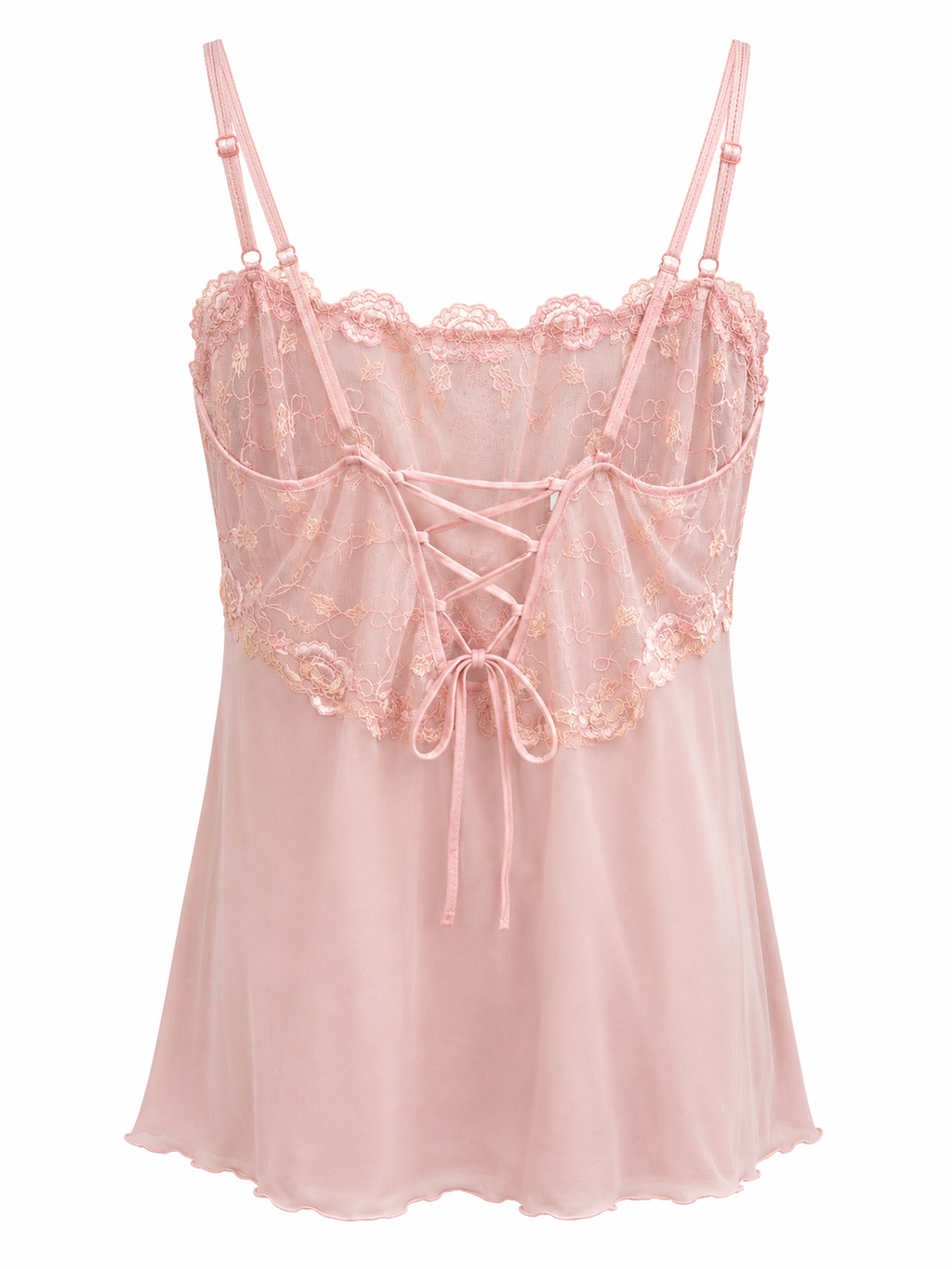 Lace cami top with drawstrings in the back
