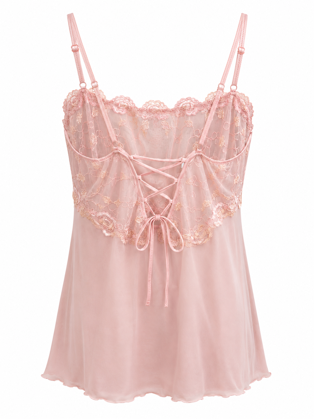 Lace cami top with drawstrings in the back