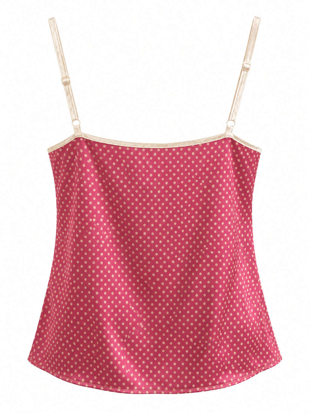 Polka dot satin cami top with lace