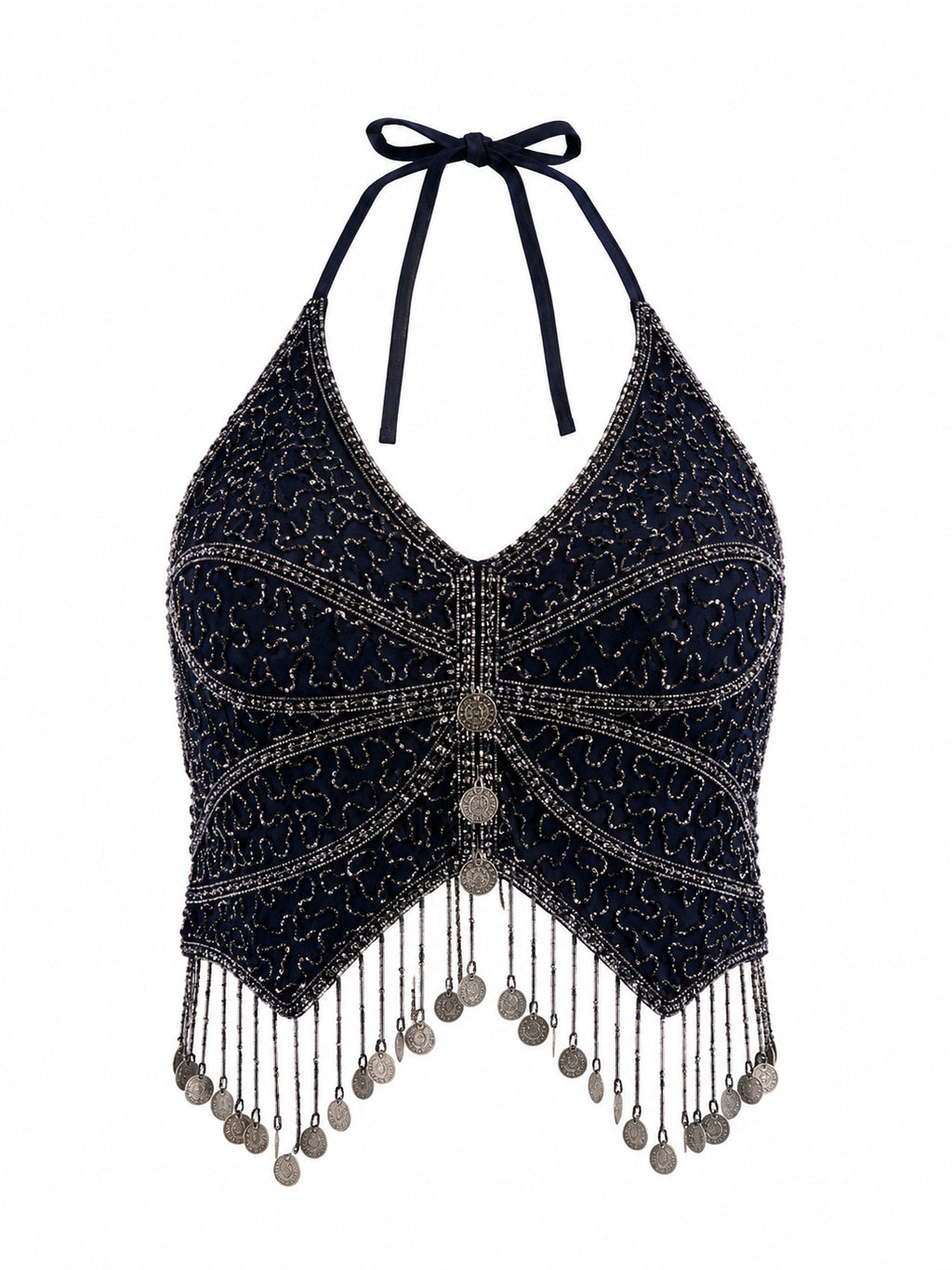 Silk handmade beaded butterfly top