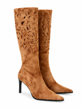 Deadstock suede sock boots with laser cut detail