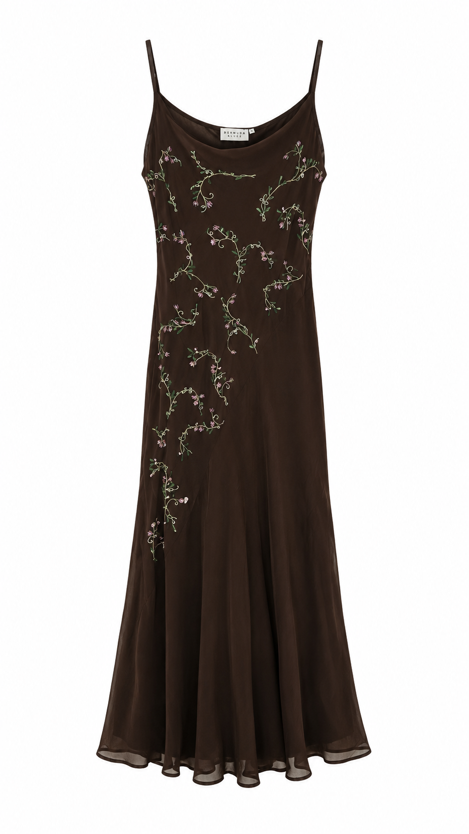 Maxi dress with embroidered flowers