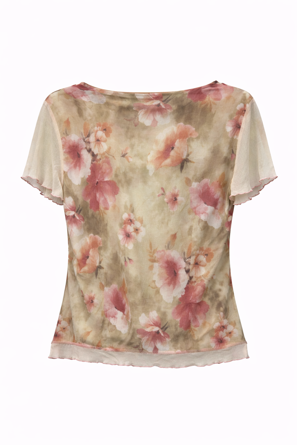 Cute floral mesh top