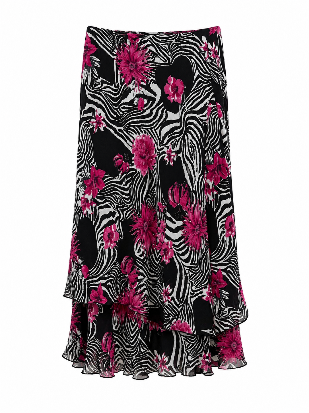 90s animal printed skirt with flowers