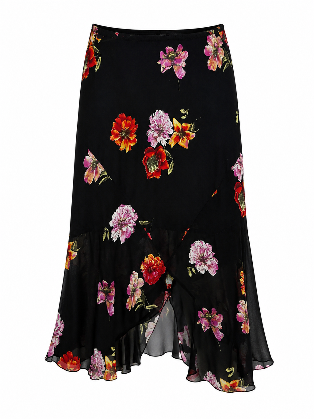 Summer as symmetrical black floral skirt ￼