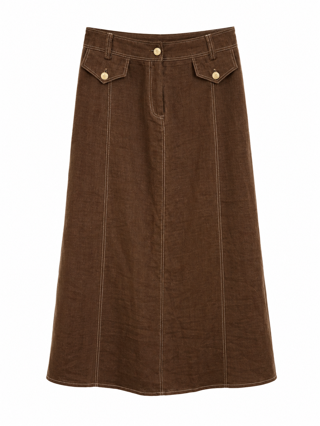 Linen midi skirt
