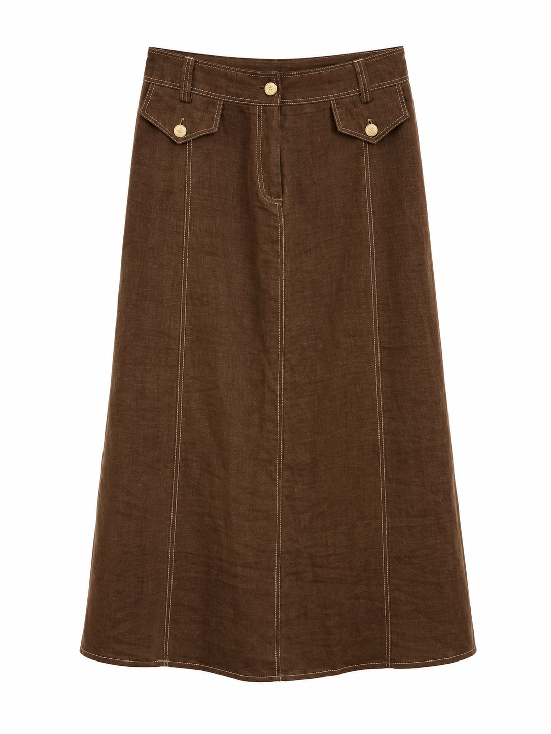 Linen midi skirt