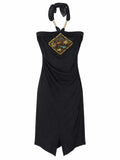 Vintage halter neck dress with big front embroidery