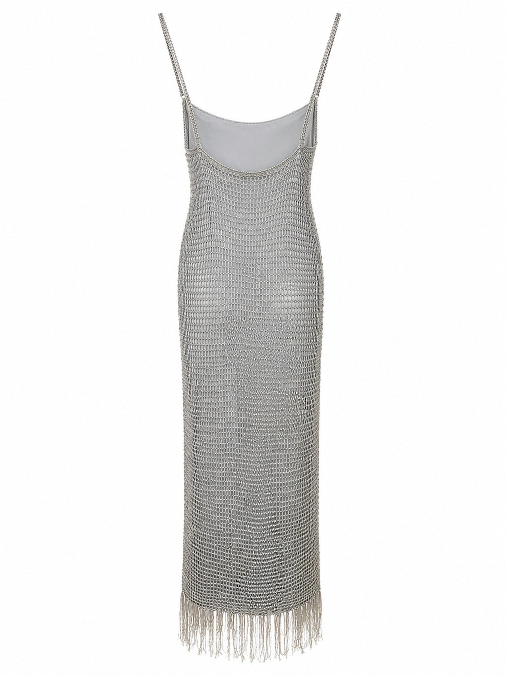 Crochet dress with beaded flower on the front