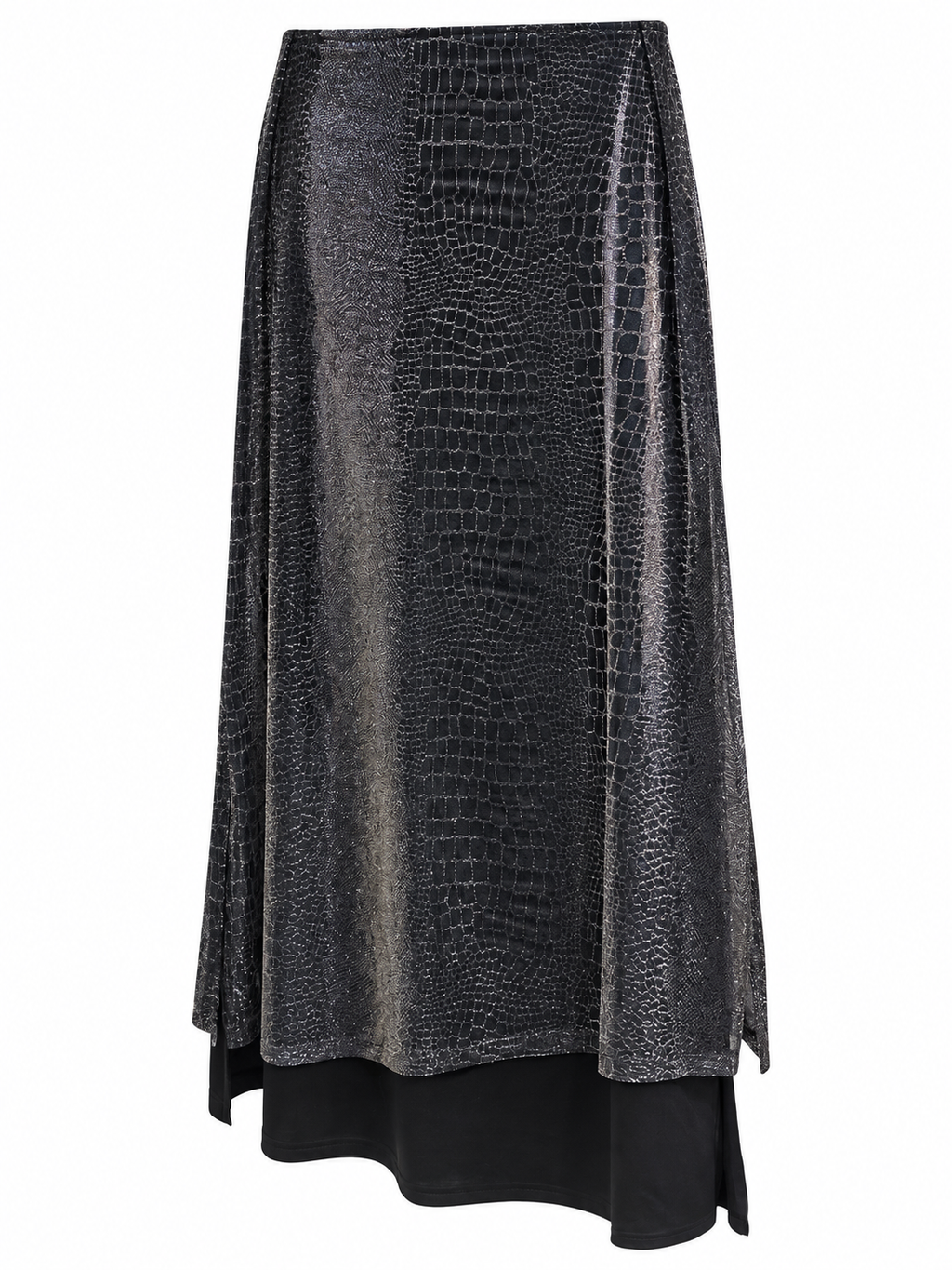 Metallic asymmetrical skirt