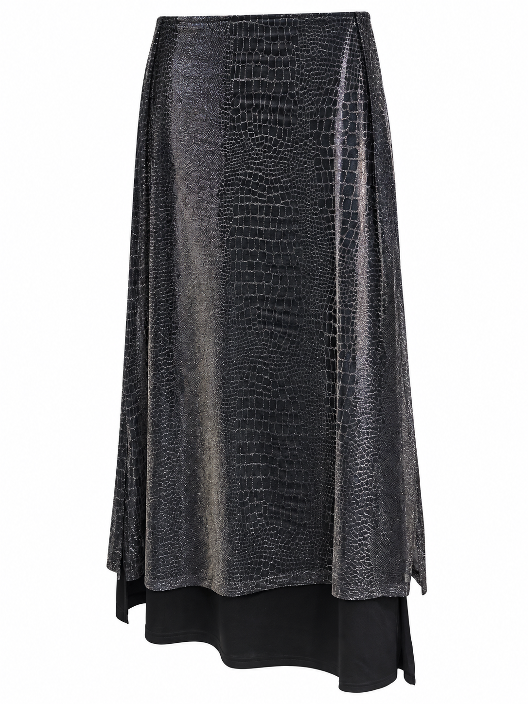 Metallic asymmetrical skirt