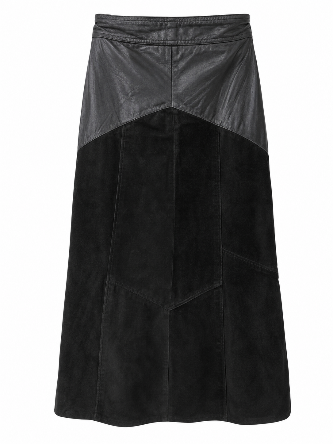 Real leather midi skirt