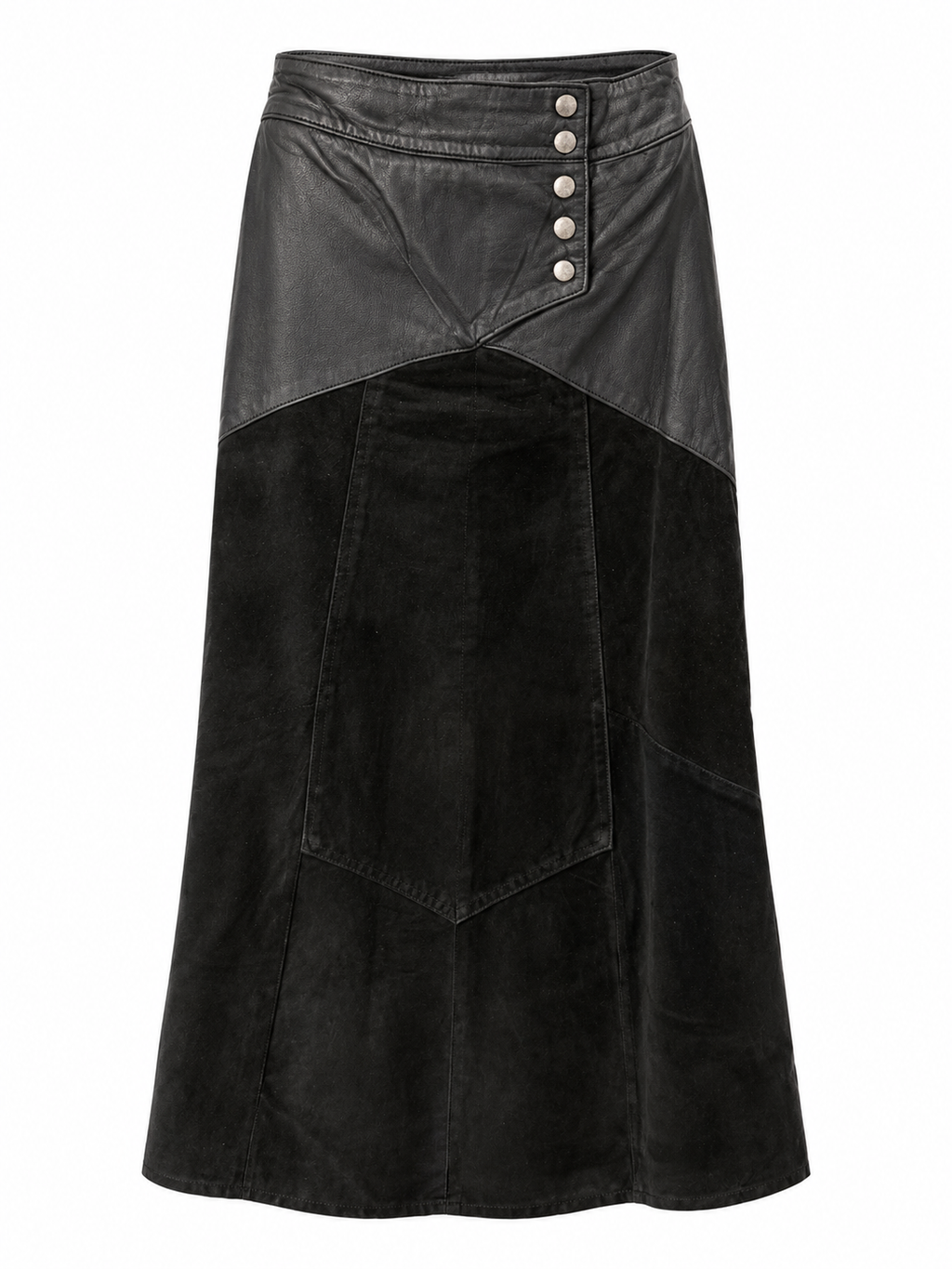 Real leather midi skirt