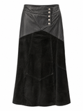 Real leather midi skirt