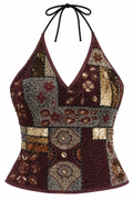 Deadstock silk embellished corset top