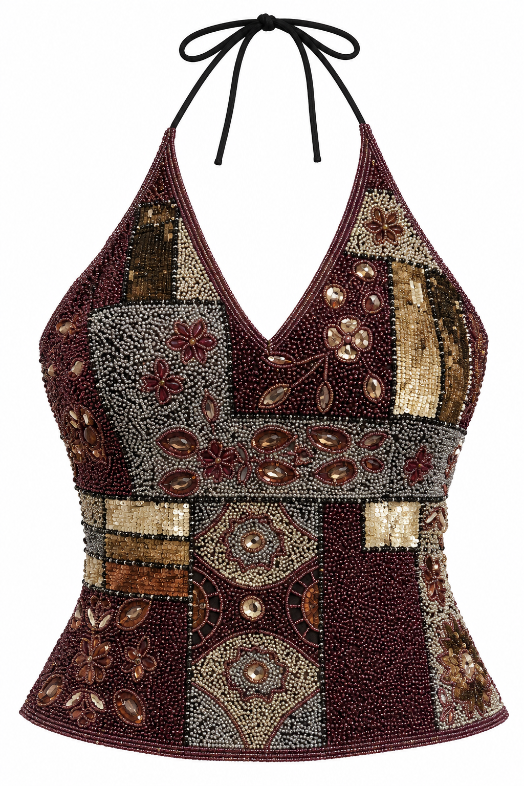 Deadstock silk embellished corset top