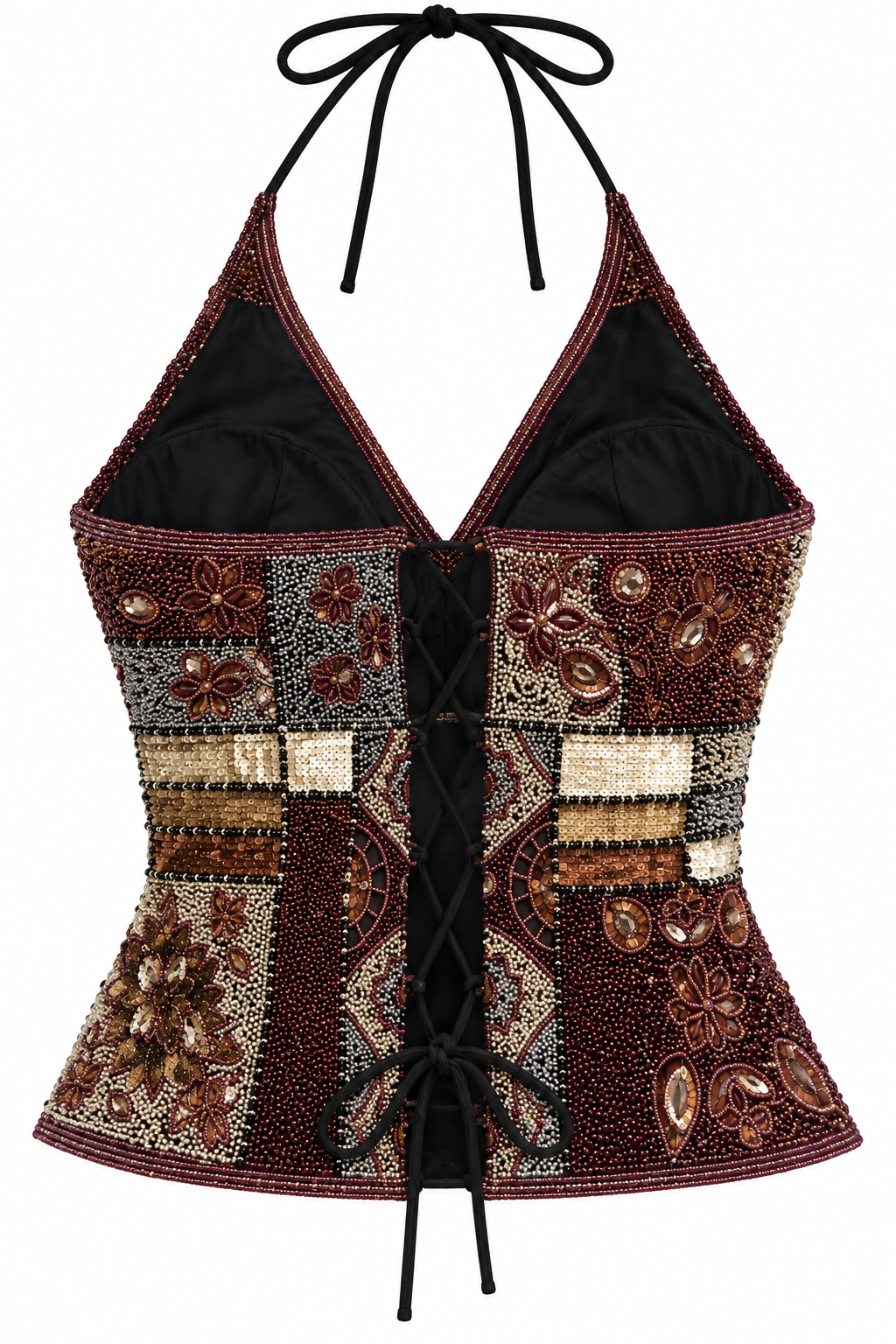 Deadstock silk embellished corset top