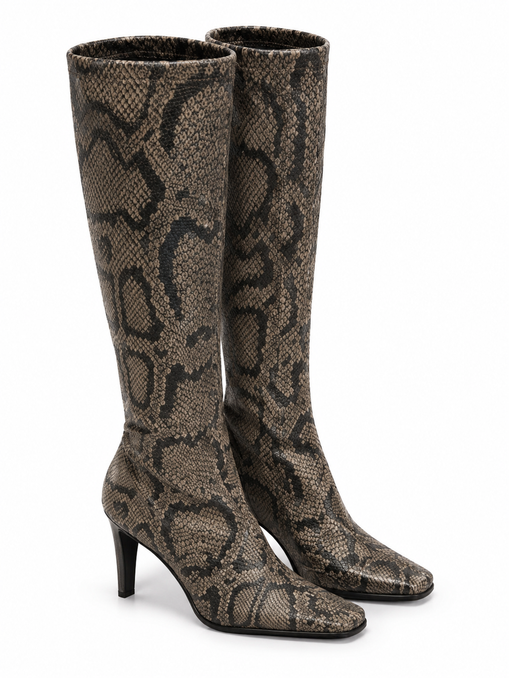 Leather snake printed sock boots