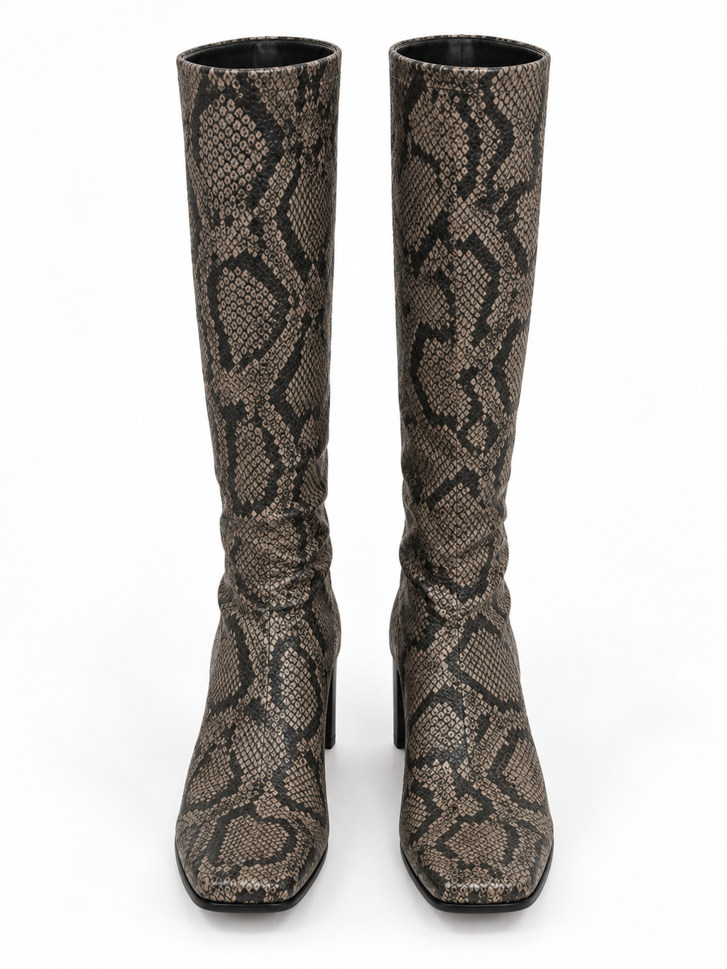 Leather snake printed sock boots
