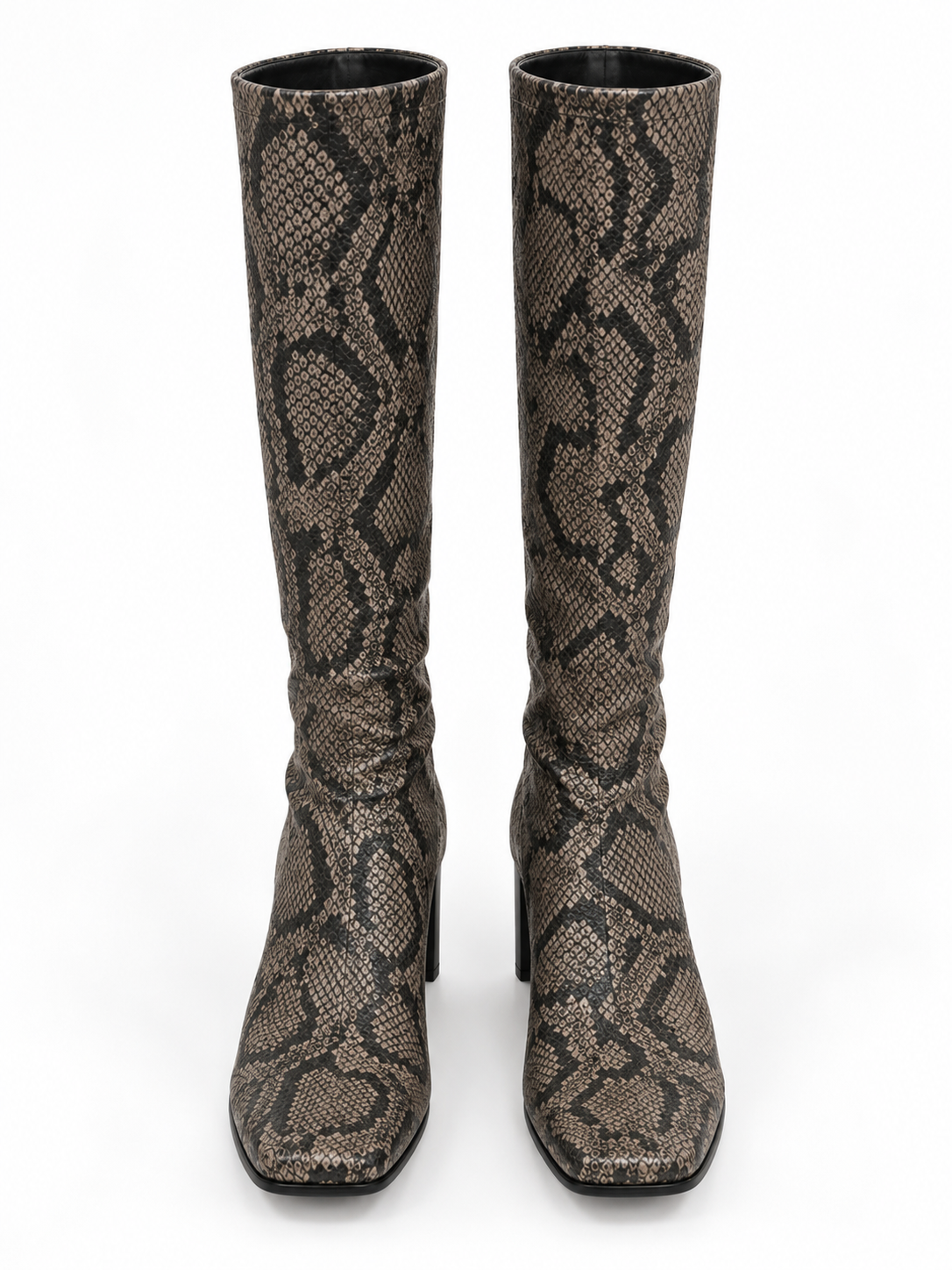 Leather snake printed sock boots