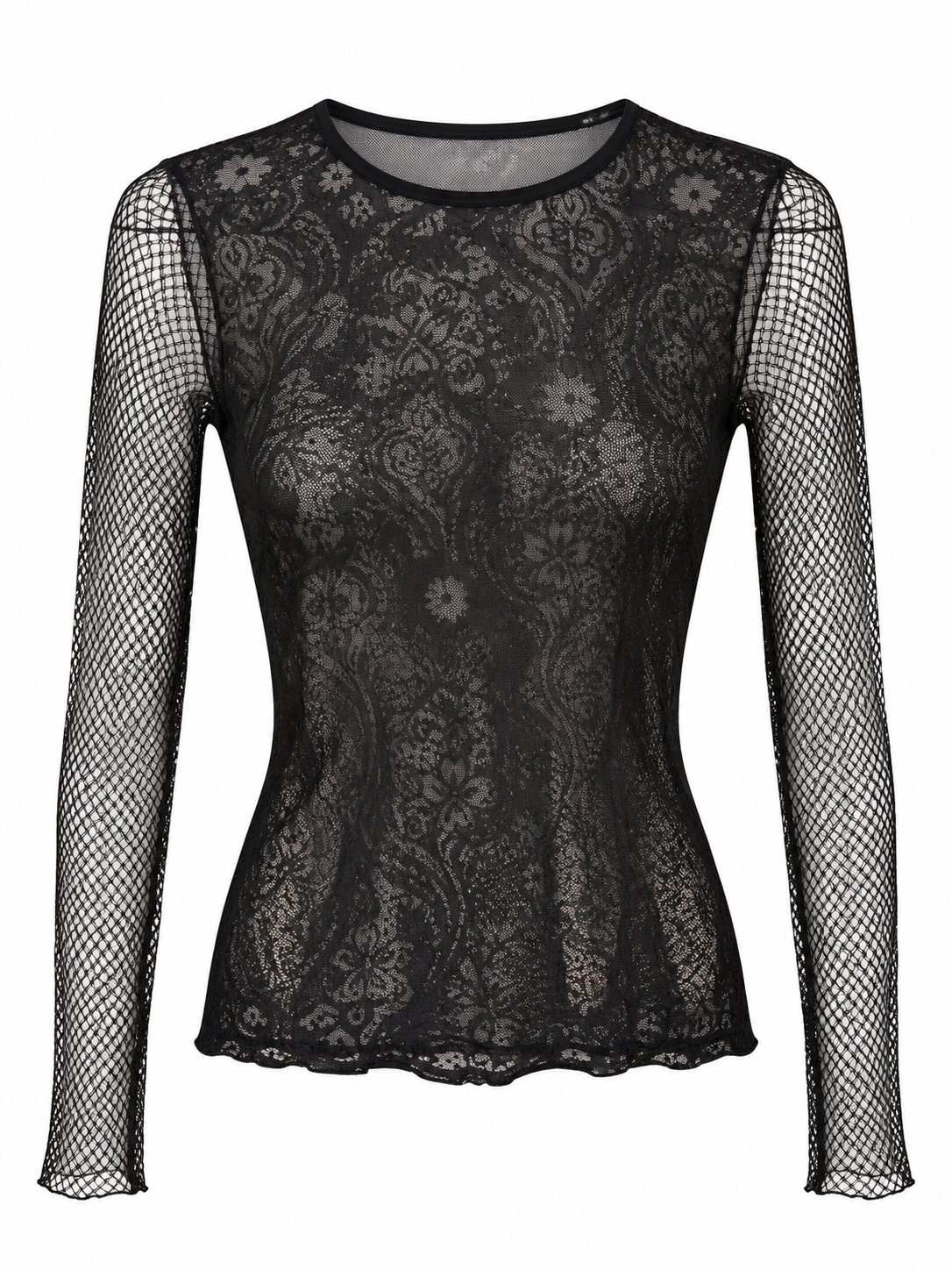 Y2K blouse with mesh sleeves