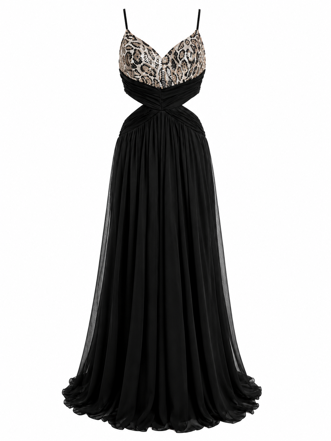 Super maxi backless sequin corset gown