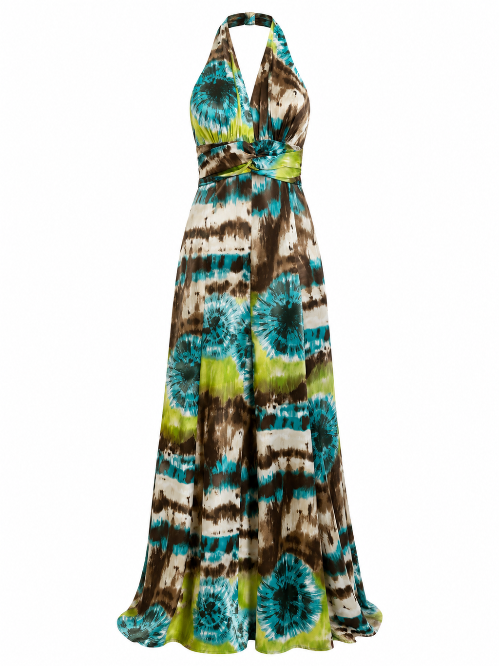 Summer satin halter neck dress