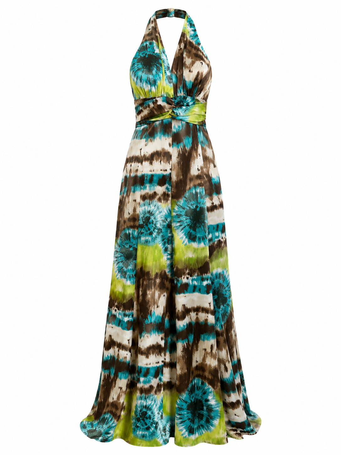 Summer satin halter neck dress
