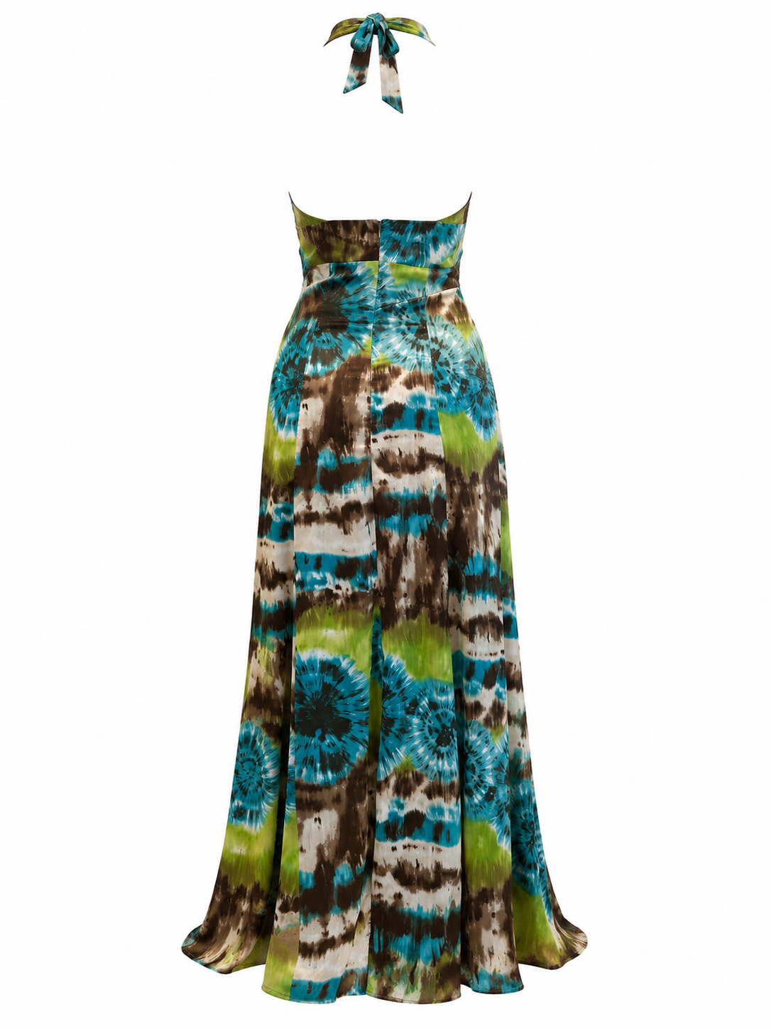 Summer satin halter neck dress