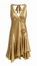 Gold halterneck bacless dress