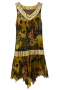 Mini summer dress with sequin & satin details