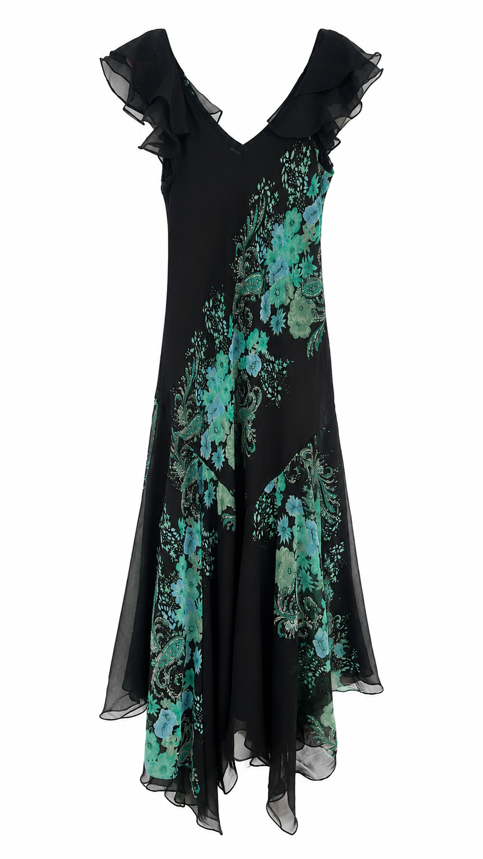 Maxi dress with flowers and small beadings