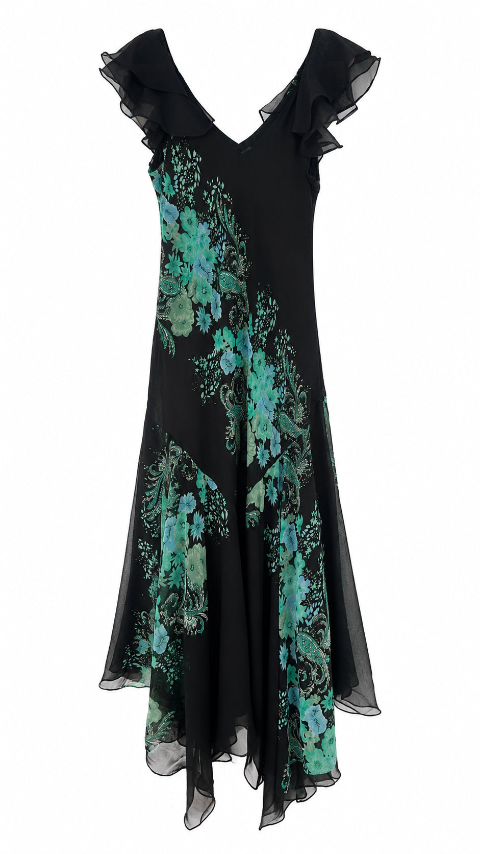 Maxi dress with flowers and small beadings