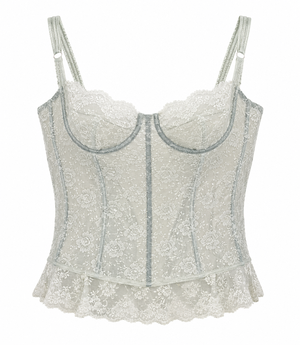 Mint green lace corset