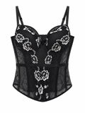 Black corset with white flowers