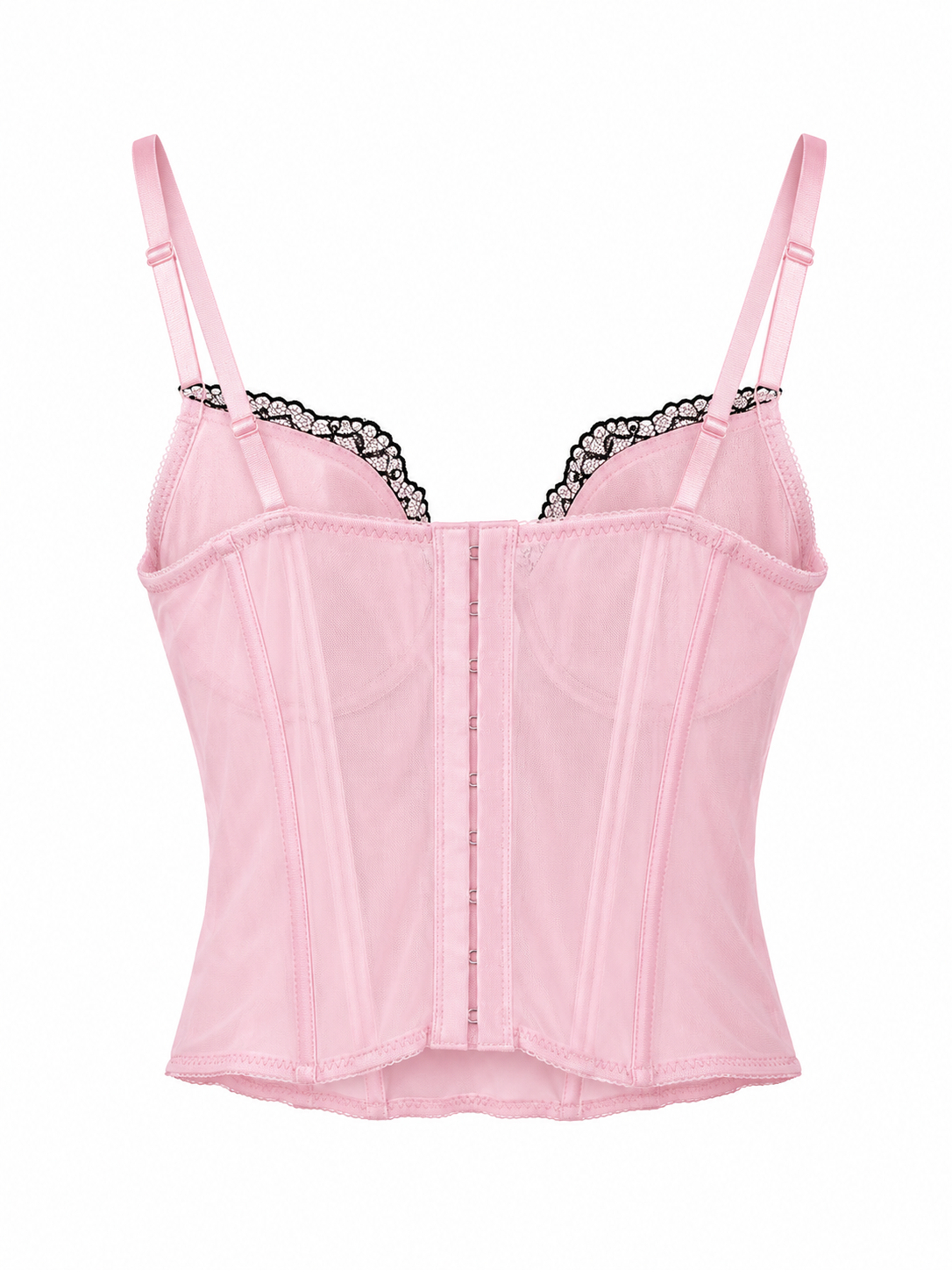 Pink corset with black detailed cups