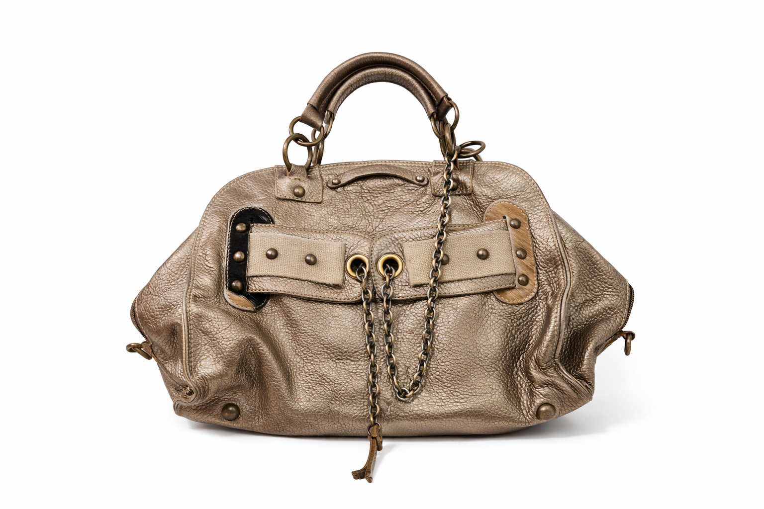 Italian leather silver-ish bag