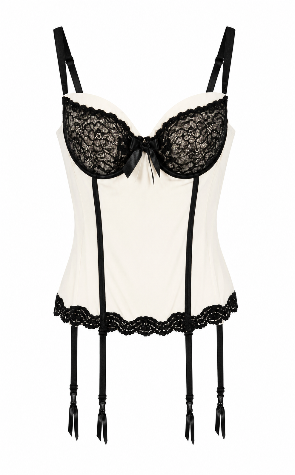 Ivory corset with black lace
