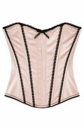 Pink strapless corset with black lace