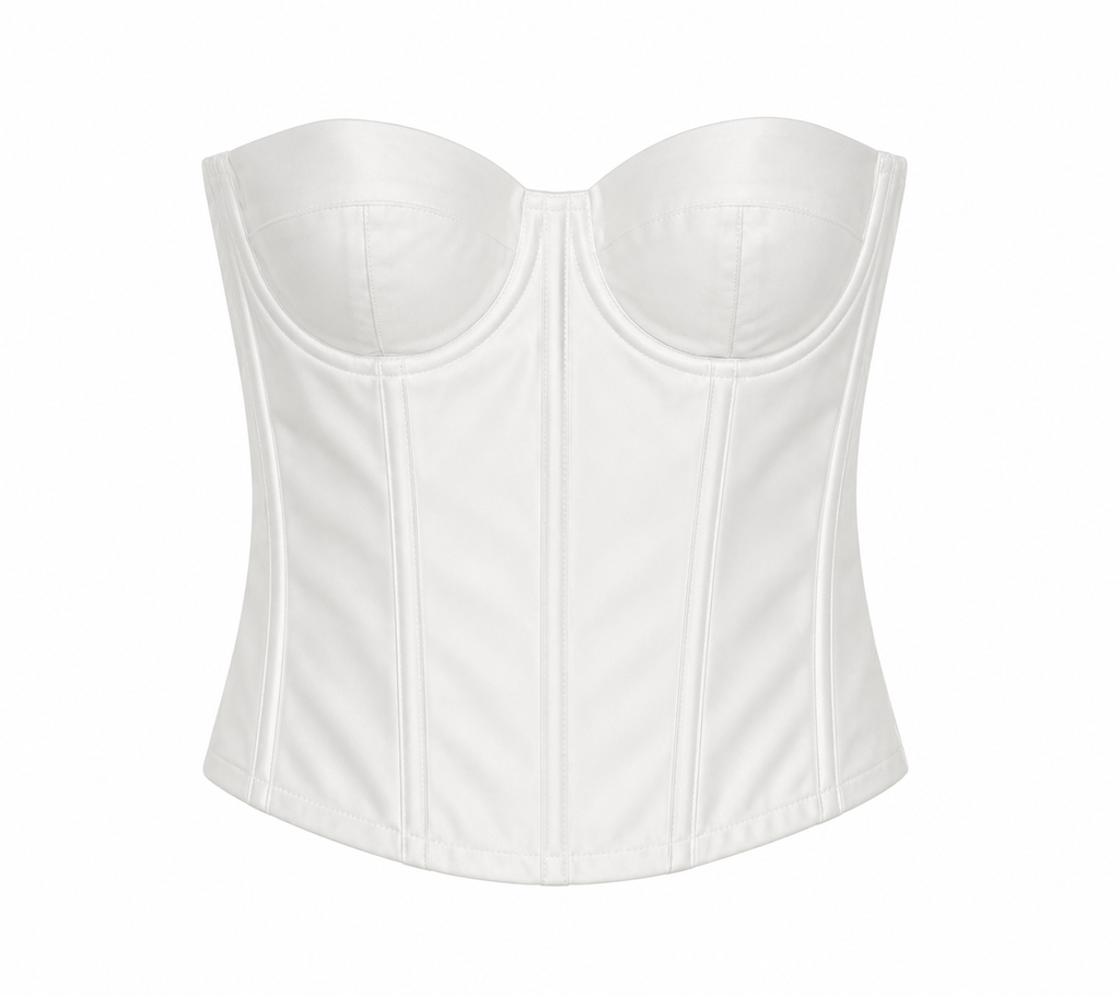 White plain satin corset